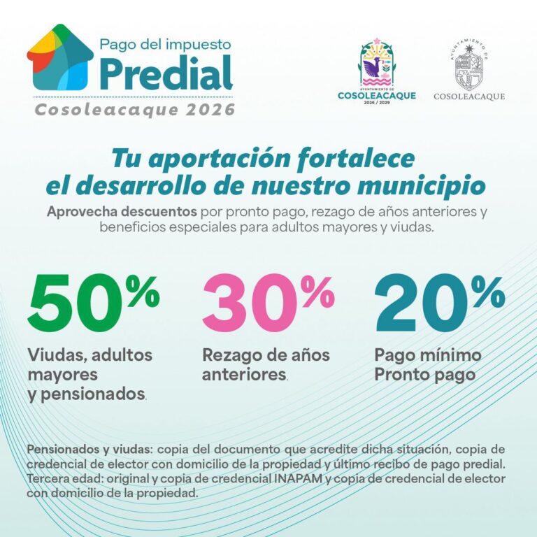 Cosoleacaque inició el pago del predial 2026 con descuentos especiales ...